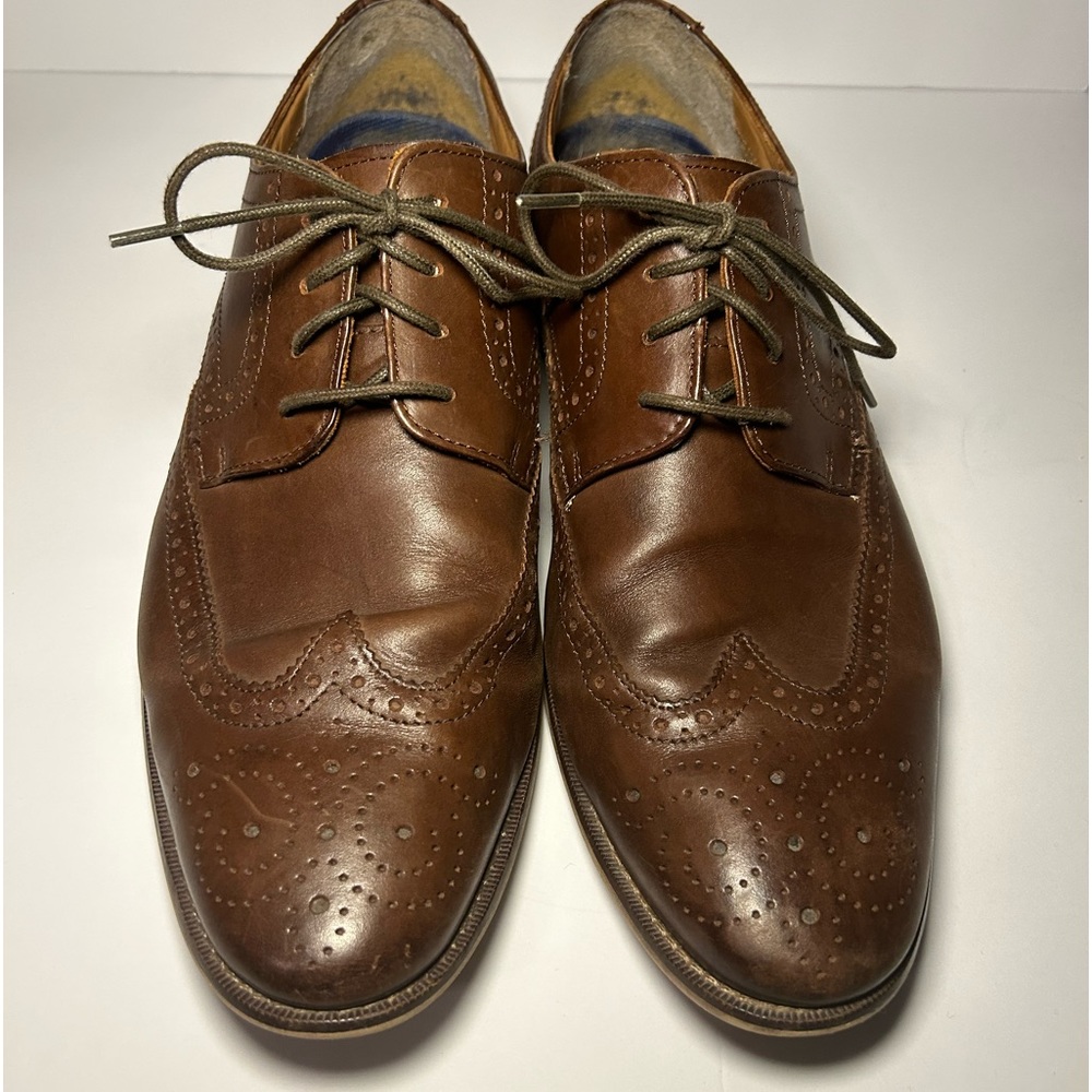 mens florsheim shoes; brown wingtip; size 12 D